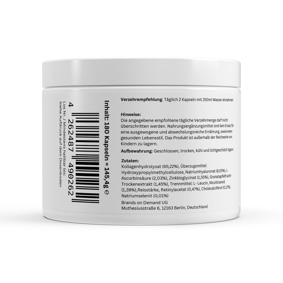 Kollagenhydrolysat PLUS Haut Haare Nägel - 180 Kapseln
